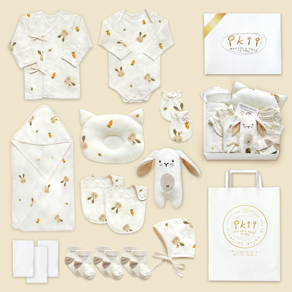 ikii 유아용 오가닉 배냇저고리 긴소매 15종 출산 선물포장 세트 + 쇼핑백 100,220원