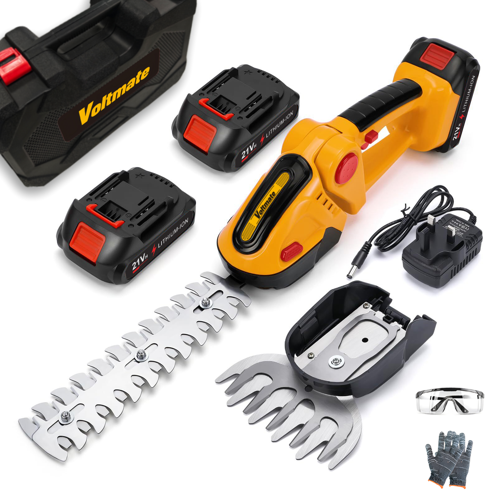 [국내발송] VoltMate 독일 21V 핸드형 충전식 무선 예초기 2.0ah 휴대용전정기 다목적제초기 녹화대 잔디밭 정원 형태 트리머, 배터리 2개 세트, 1세트 109,850원