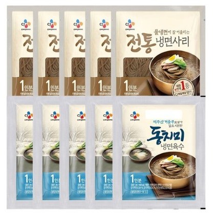 (냉장)CJ제일제당 전통냉면사리 150gx5개+동치미냉면육수 1인분x5개, 1세트, 150g 15,400원