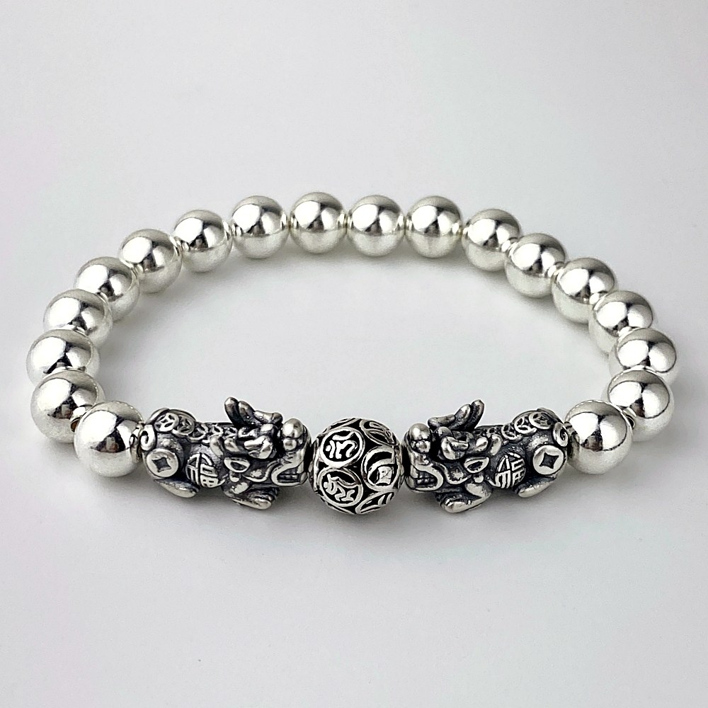 르제이실버 8mm 재물운 은볼 순은 비휴 팔찌 커플 남자 여자 은팔찌 271,000원