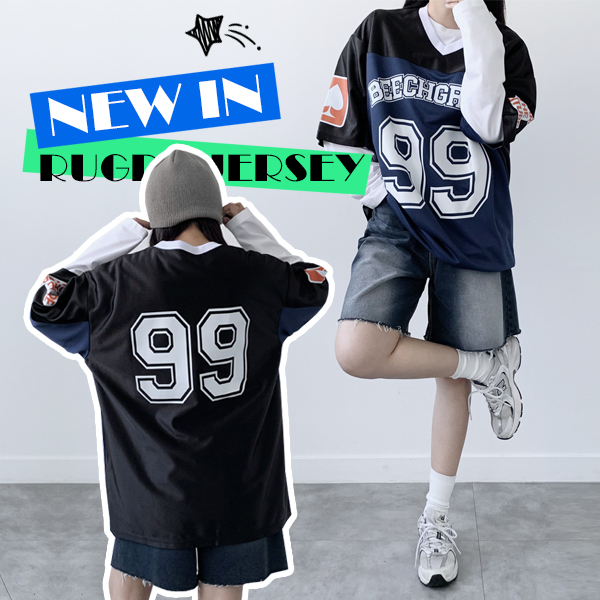 모모핏 비치그로브 글로시 루즈핏 럭비져지 블록코어 Y2K 16,900원