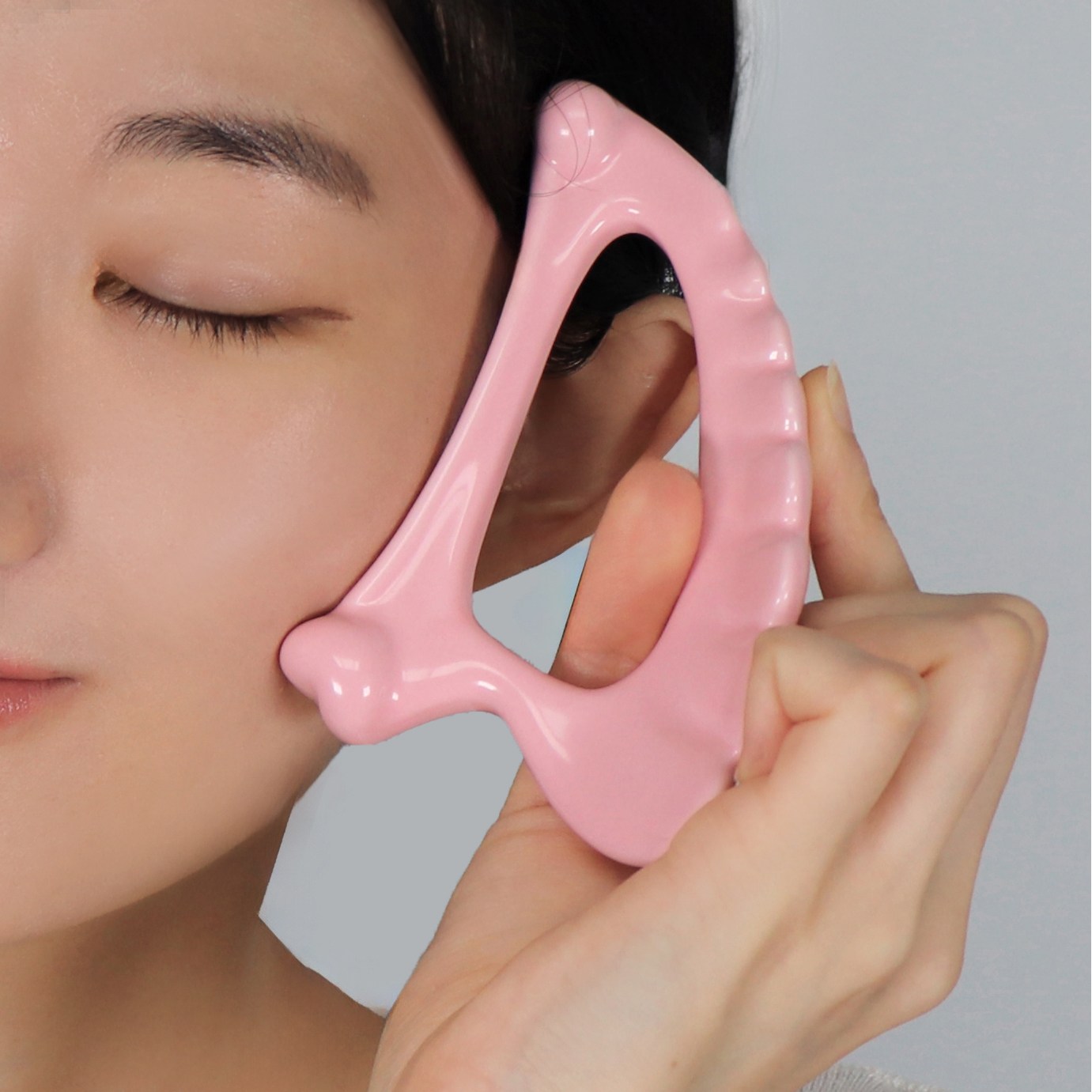 써니요가 괄사 마사지 얼굴 림프순환 바디 세라믹 마사지기, 핑크, 1개 27,450원