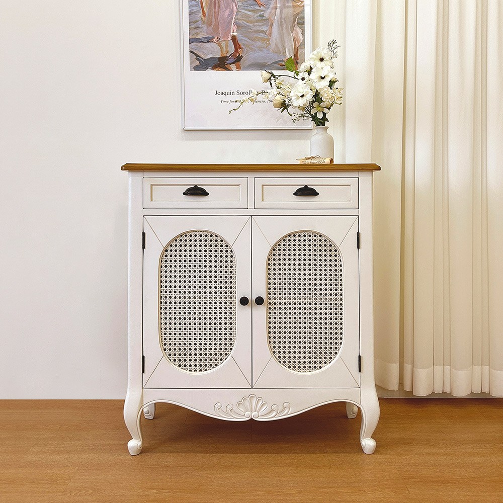 유캐슬 루앙 엔틱 침대협탁 양문 주방 수납장 홈카페장, 컬러:엔틱 아이보리 355,950원