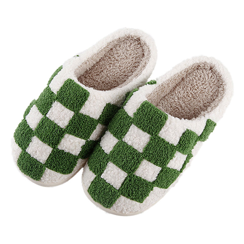 에버하우스 체크패턴 털 실내화 슬리퍼, 그린, 1개 10,800원