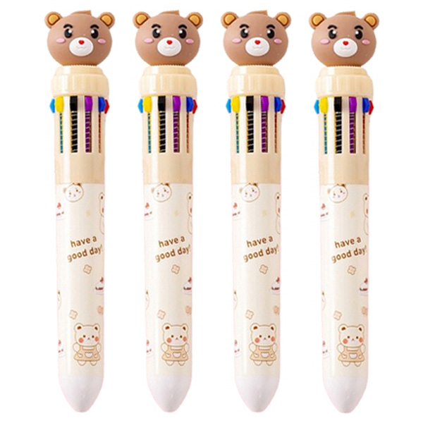 피어니스트 곰돌이 10색 멀티컬러 볼펜 0.5mm, 베이지, 4개 11,700원