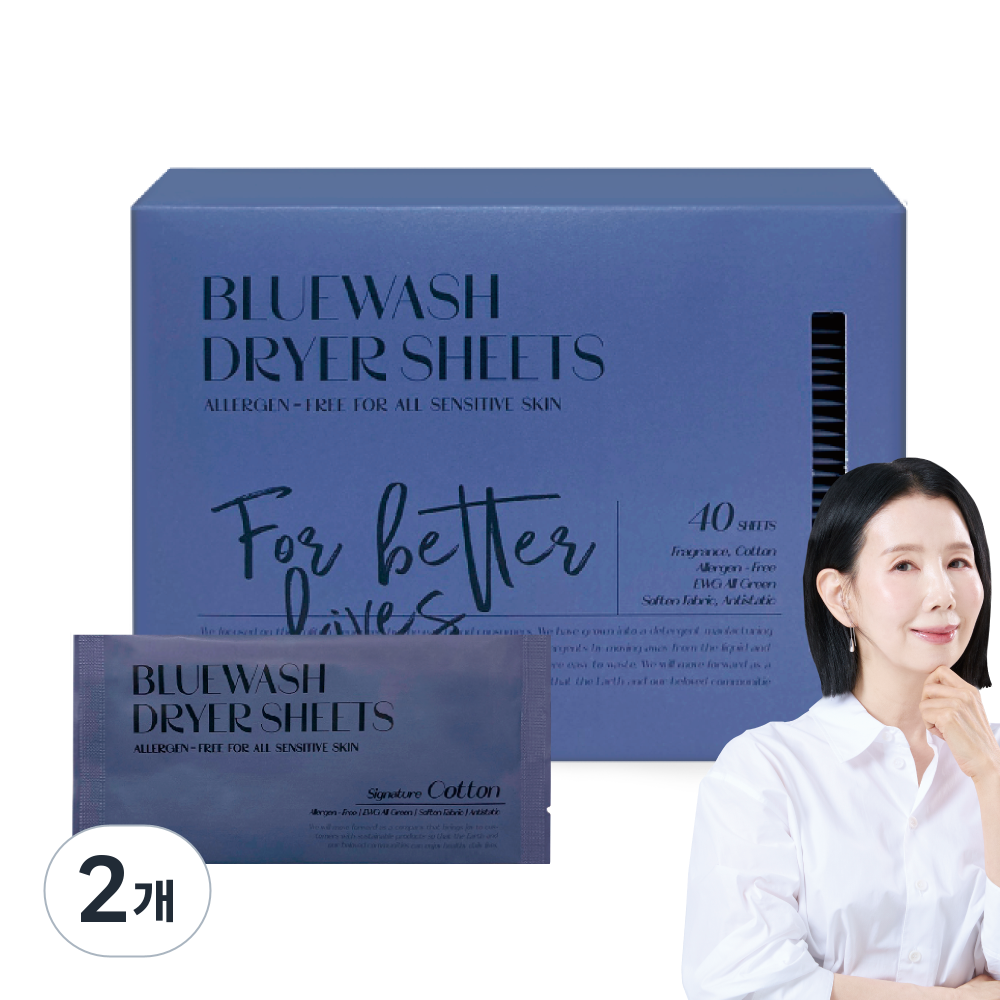 블루워시 건조기시트[시그니처 코튼향], 40개입, 2개 33,800원