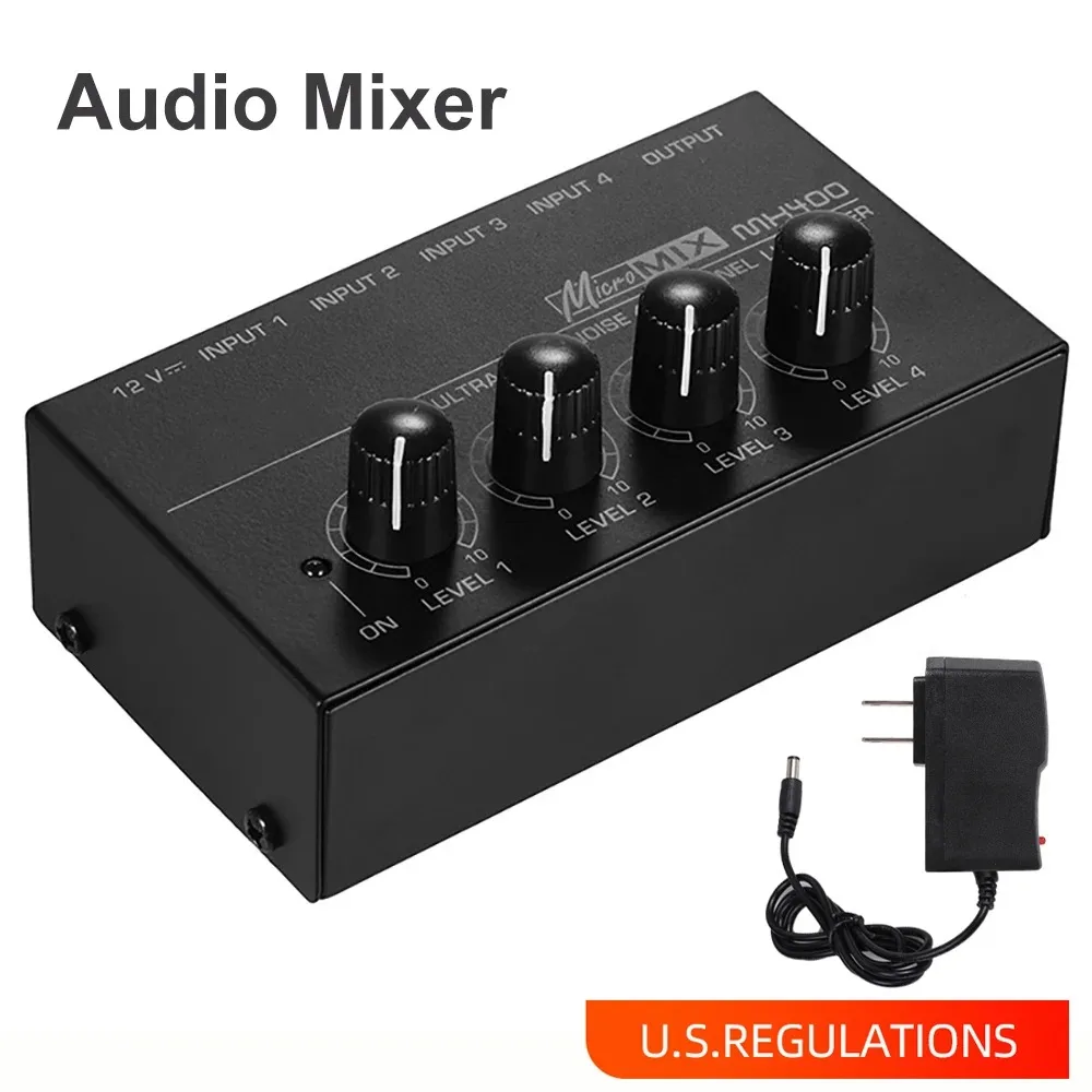 4채널 라인 믹서 미니 사운드 믹서 DC 12V 간편 조작 오디오 믹서 초저소음 4입력 1출력 전원 어댑터 포함 18,400원