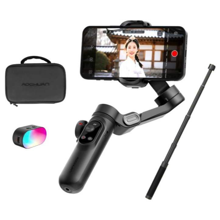 AOCHUAN 3축 스마트폰 짐벌 콤보 브이로그 셀카 야외 촬영용 손떨림 방지 AI 얼굴 추적 98,600원