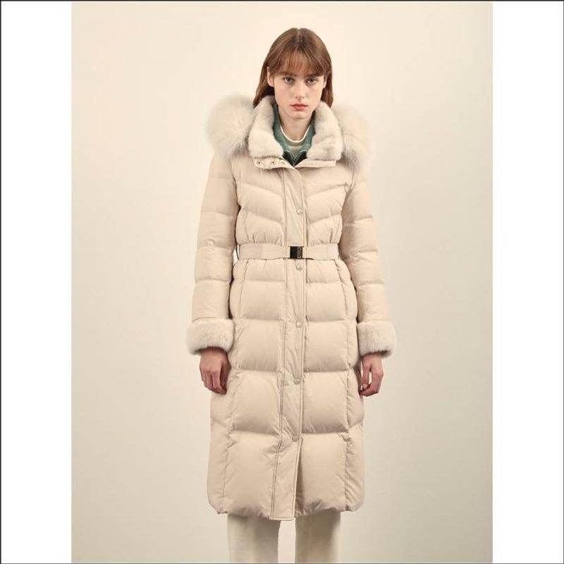 올리비아로렌 HC04 밍크 배색 슬림 구스 점퍼 이월구스롱패딩 VVPKD4WB261 367,630원