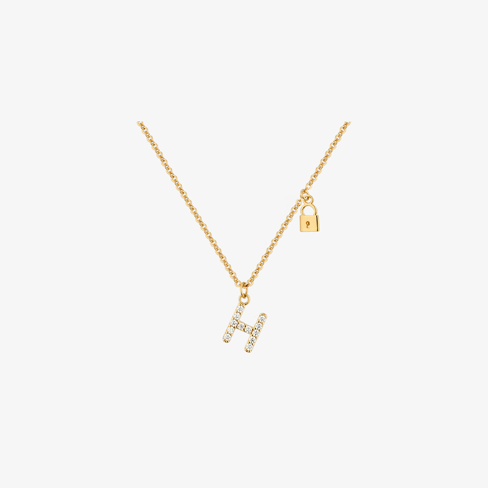 골드앤디어 14KGP 이니셜 자물쇠 큐빅 목걸이 32,300원