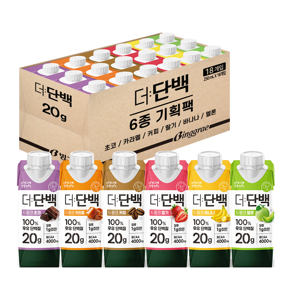 빙그레 더단백 드링크 6종 기획(초코 카라멜 커피 딸기 바나나 멜론) 총 18개, 250ml, 18개 25,000원