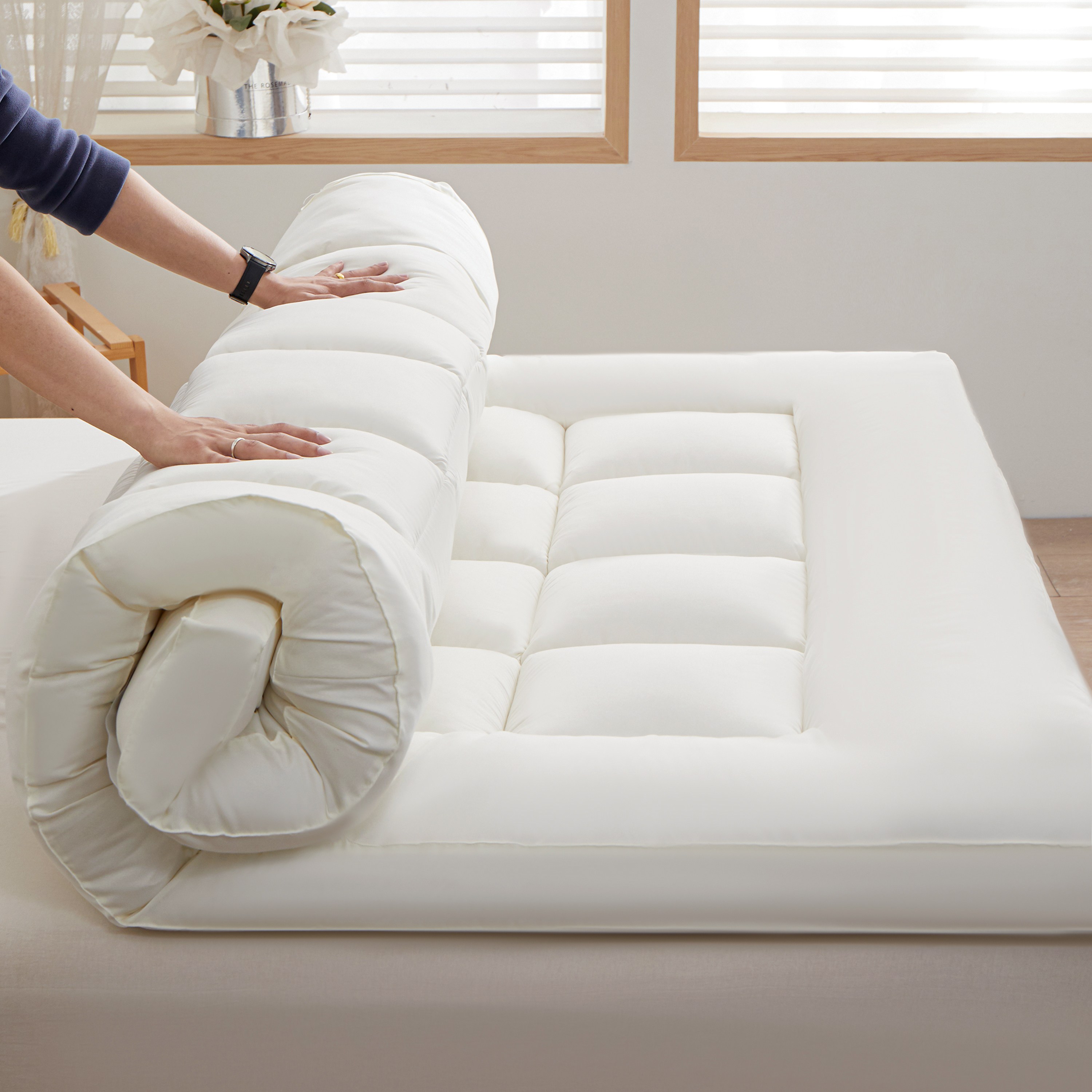 Mosashoe 사계절 침대 토퍼 푹신한 매트리스 요매트, 화이트 29,800원