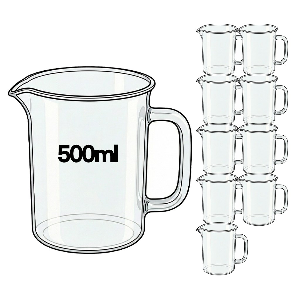 비커 500ml 10개 플라스틱 비이커 손잡이 눈금 계량컵, 10개 14,500원