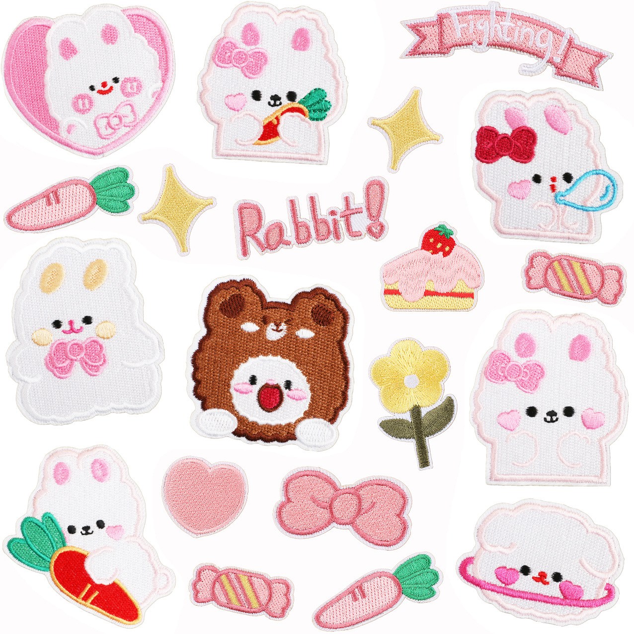 더하우스마켓 분홍토끼 동물 와펜 17종 세트 유꾸 흰색 다양한 로고 패치 마크 오바로크 가방 열접착 스티커 10,800원