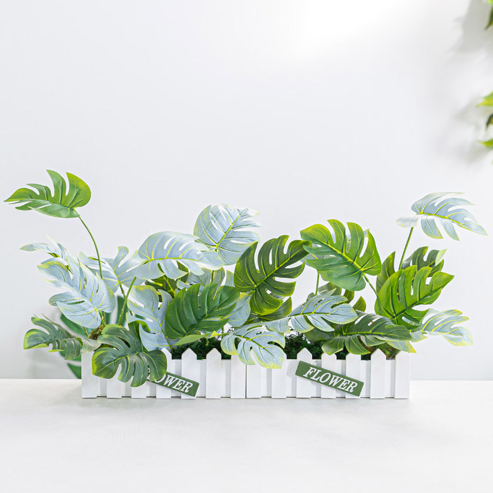 인조조경 조화나무 인조식물 플랜테리어 셀프인테리어 리얼이끼 녹색울타리, 몬스테라(A타입)_화이트A, 1개 27,000원