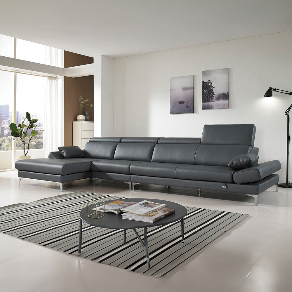 모나코 3인용 카우치+고이스 소파SET(밀라노그라파이트) 이태리 면피 통가죽 3,300,000원