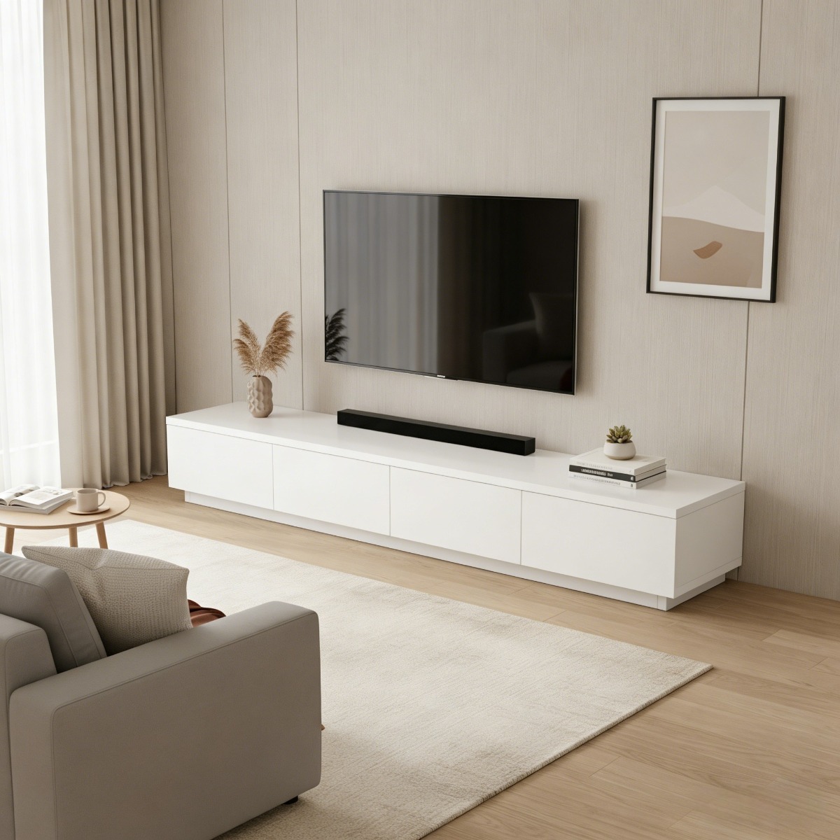 주혜 모던 TV거실장 원목 서랍장 tv장식 거실 티비다이 1800 2000, 화이트 109,900원