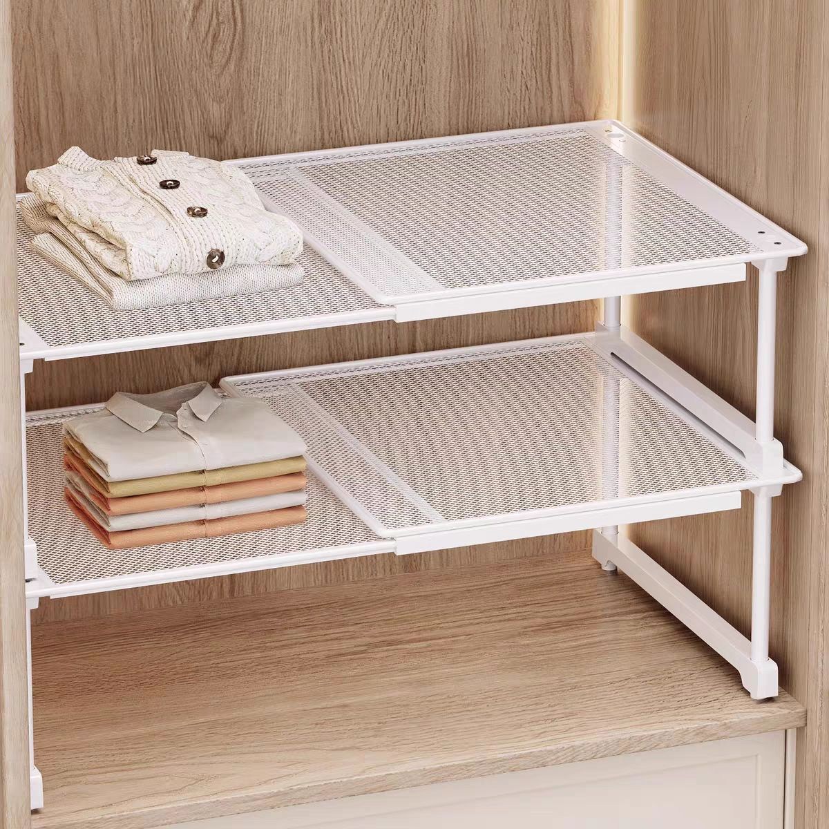 Norbei 철제 적층형 길이조절 옷장 정리 선반 공간 분리 칸막이 신발장 다용도 수납 선반, 1개, 화이트A 29,800원