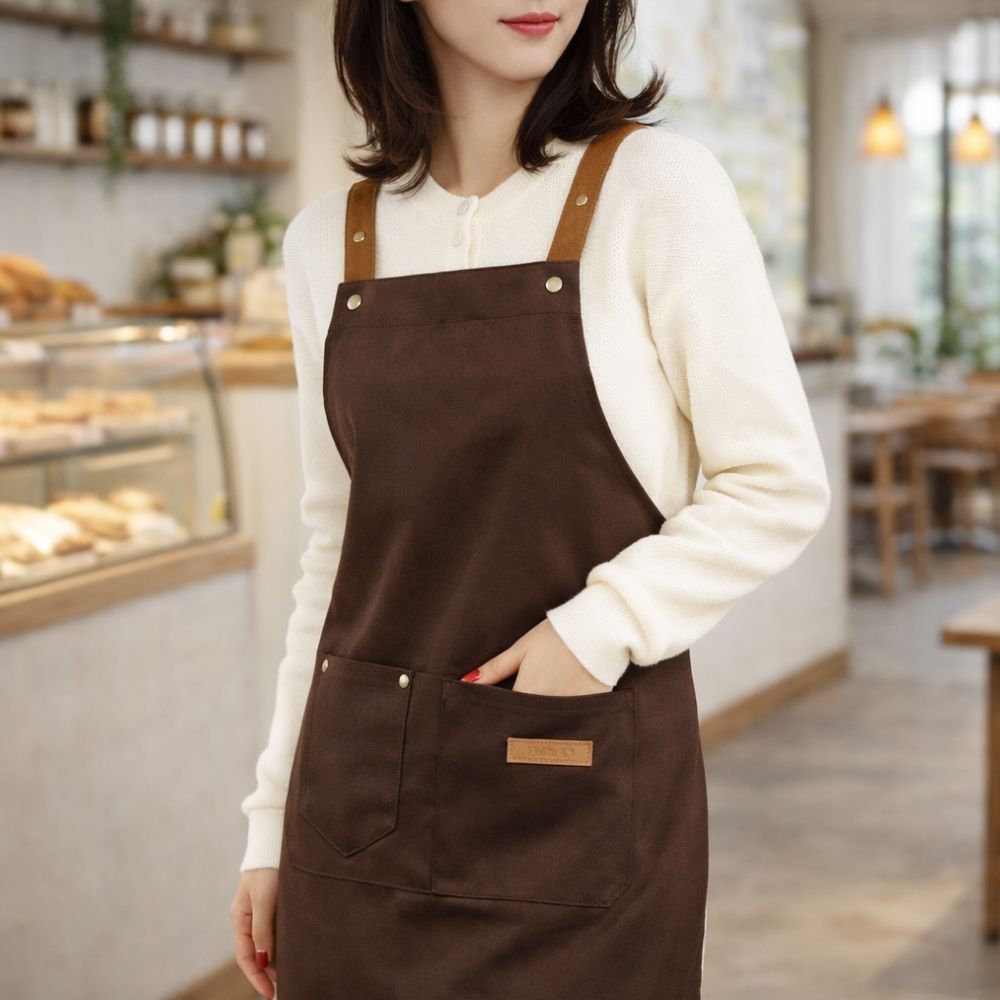 소유담 가벼운 원피스 카페 방수 앞치마 주방 업소용, 1개, 브라운 12,000원