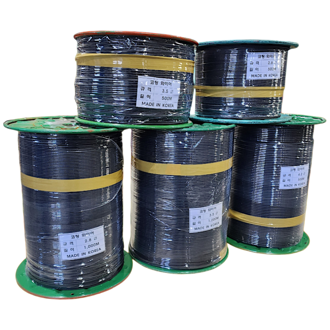 PE코팅와이어 농자재 와이어 포도 로프 유인줄 하우스 방조망 2.8mm 1000M, 1개 84,000원