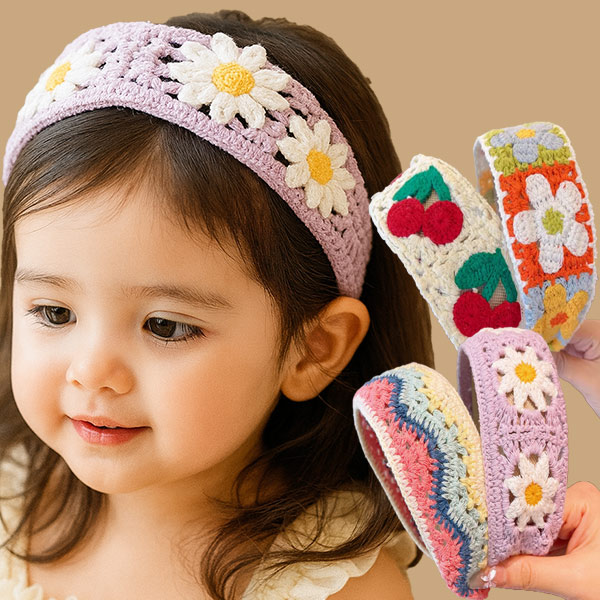 몽실이 니트 와이드 헤어밴드 2P 세트 여아용 크로셰 머리띠 악세사리 선물 자매룩 8,900원
