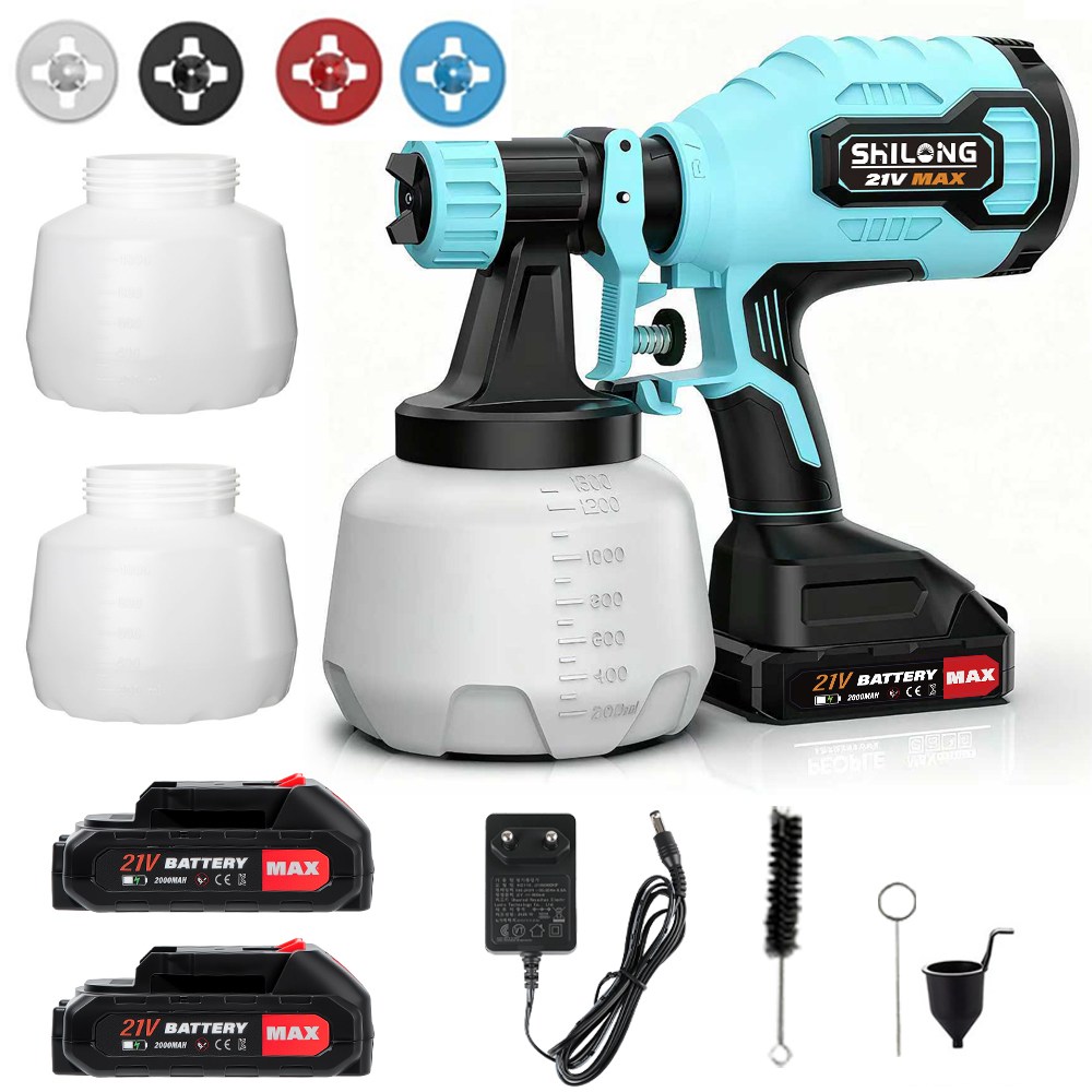 SHILONG 독일기술 무선 전기 페인트스프레이건 자동 뿌리고 전기 페인트 스프레이건 고압 분무기 분사기 분사건 방수 공사 61,980원