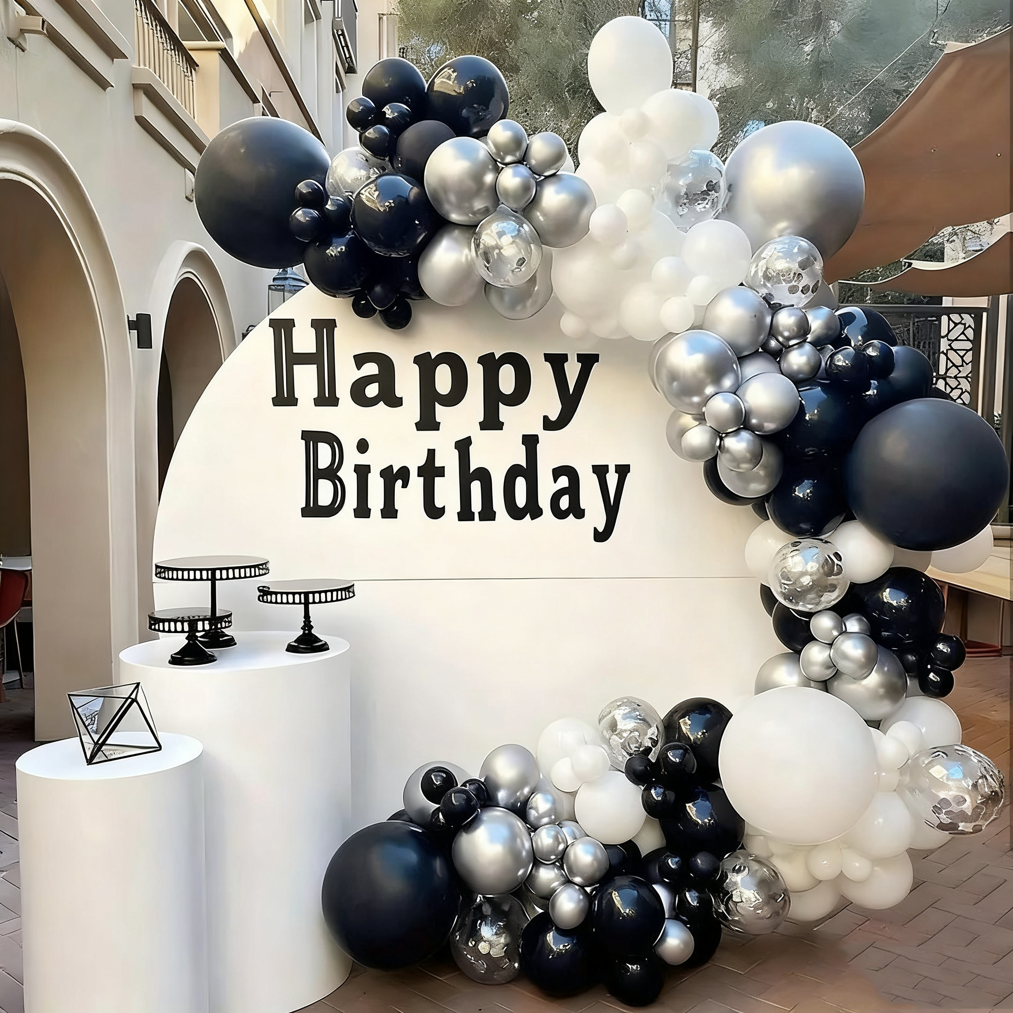 CEUQIESO 블랙과 화이트 혼합 풍선 아치 장식 세트 , 생일 파티 , 웨딩 장식 153개 18,500원