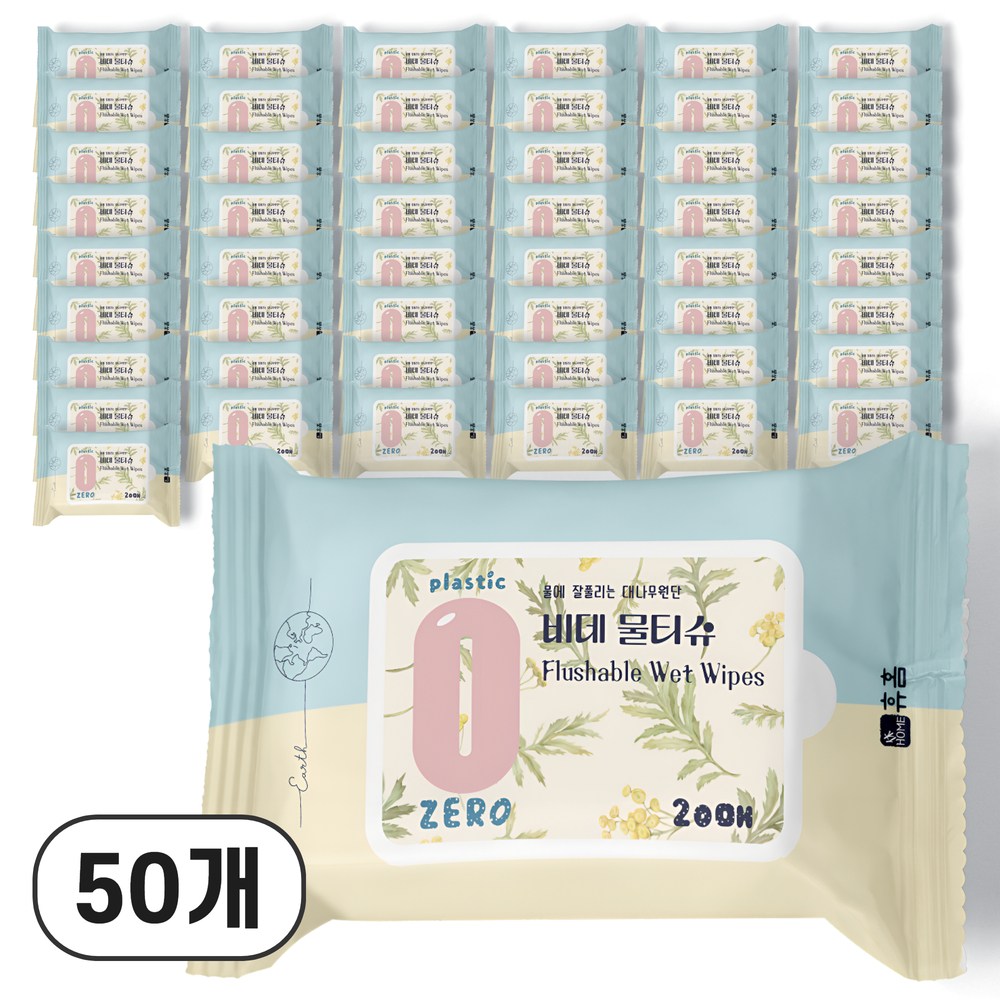 휴홈 제로 플라스틱 대나무 비데 물티슈, 20매입, 50개, 55g 29,800원