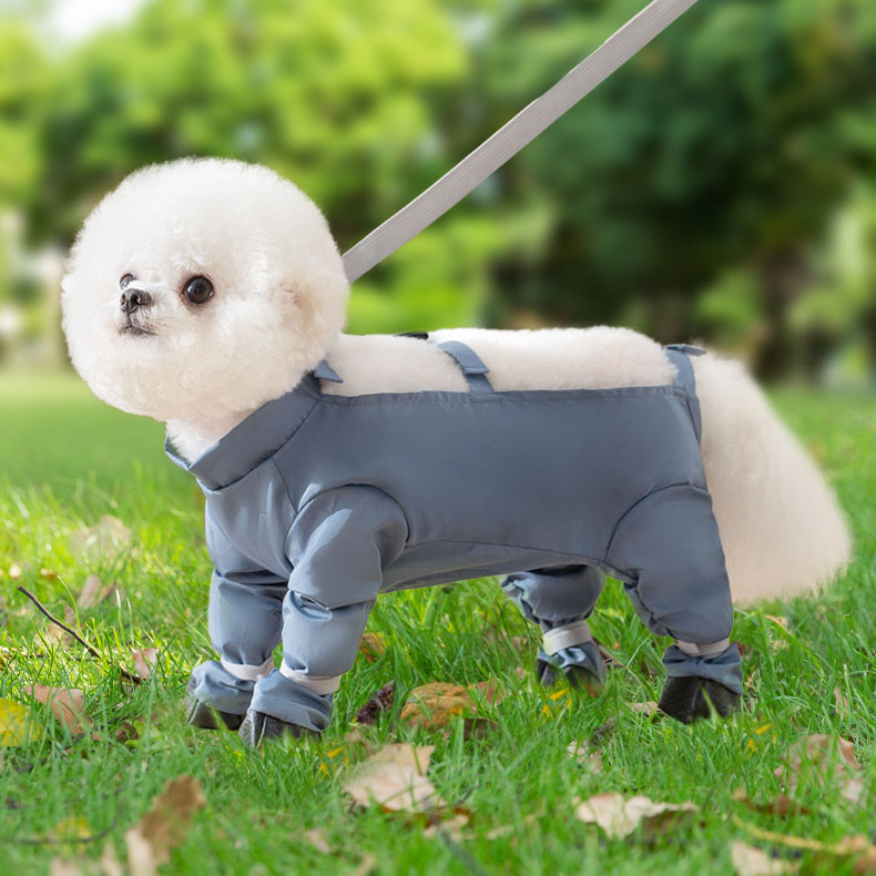 HANTAO 반려동물 올인원 옷 강아지 외출 신발 방수 미끄럼방지 사계절용, 1개, 푸른색 17,800원