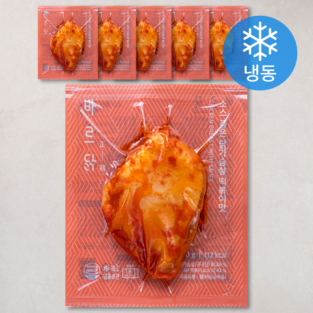 바르닭 소스품은 닭가슴살 떡볶이맛 (냉동), 100g, 1개입, 6개 13,500원