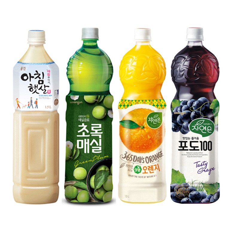 [마시자몰] 웅진 종합 1.5L 4종 아침햇살 + 초록매실 + 오렌지 + 포도, 1.5L 15,900원