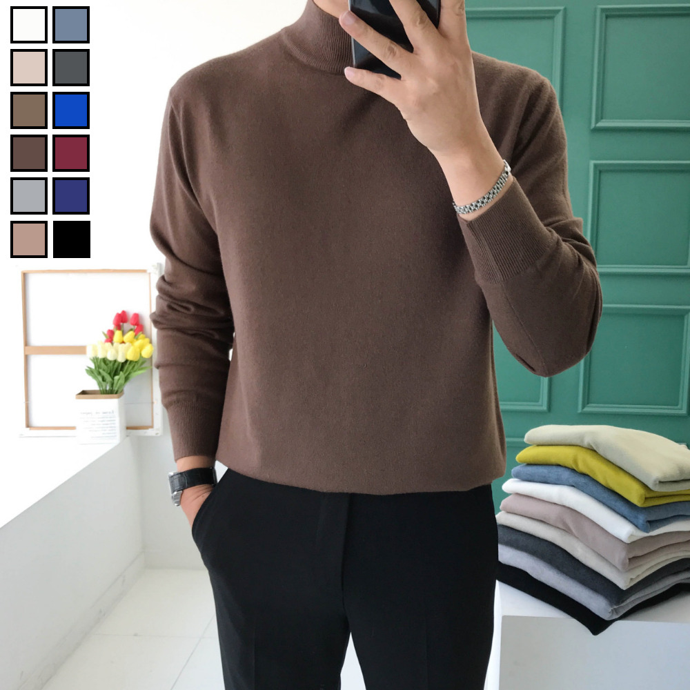 놈시크 M-4XL 남자 반폴라 니트 부드러운 캐시미어 스판 스웨터 빅사이즈 19,900원