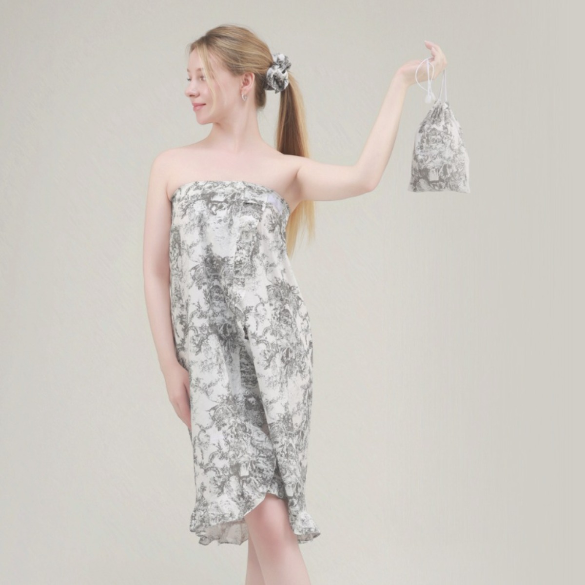 로로얼로이 여성 샤워가운 골프가운 에뜨블랑 목욕가운 호텔 로브 탑가운, 1개, 그레이 29,800원