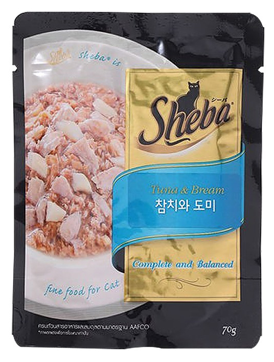 쉬바 1세이상 고양이 주식파우치, 참치+도미, 70g, 1개 3,900원