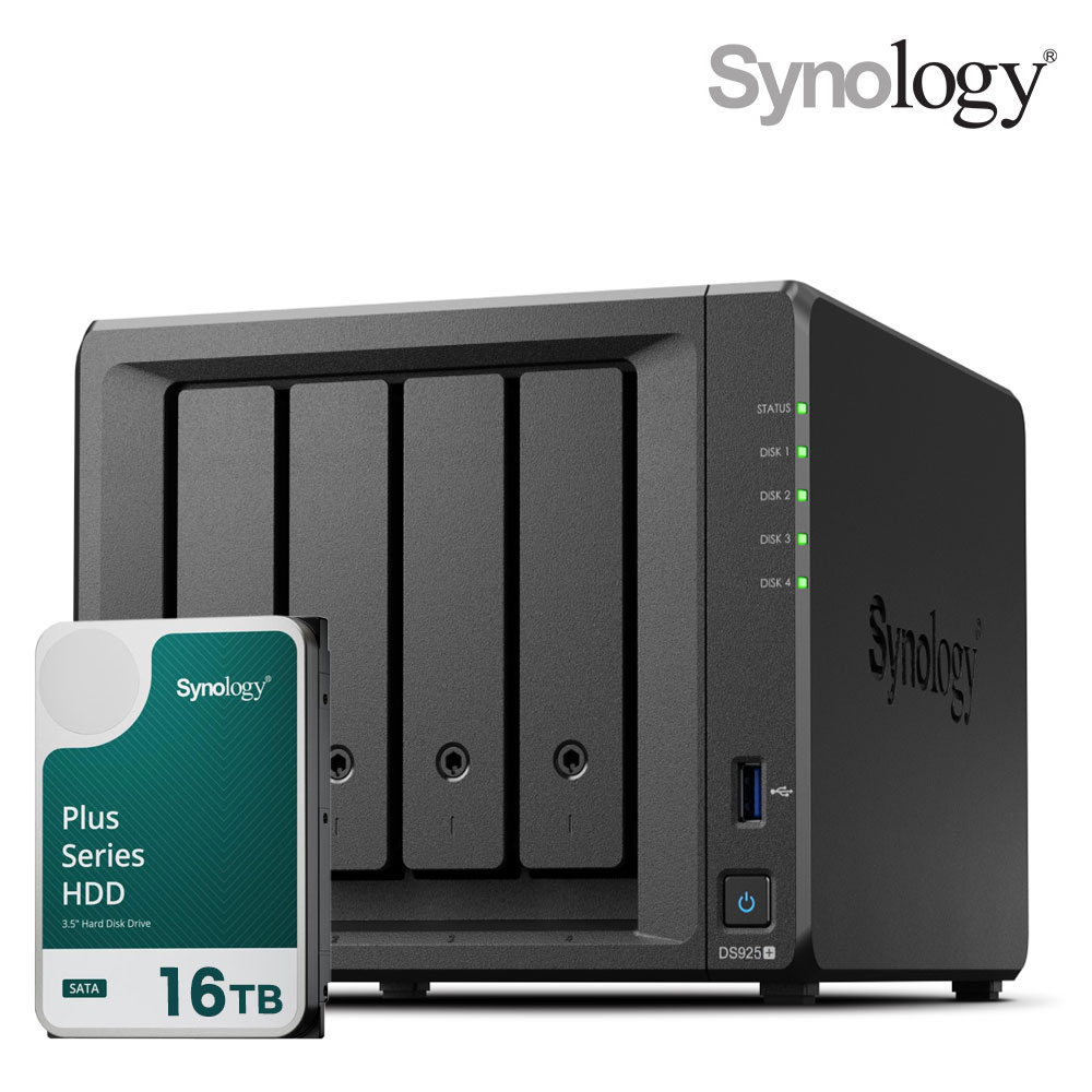 [ 시놀로지 공식총판 ] 시놀로지 나스 DS925+4bay [16TB]HAT3310-16TBX1EA 합본 기업용 NAS 1,756,000원