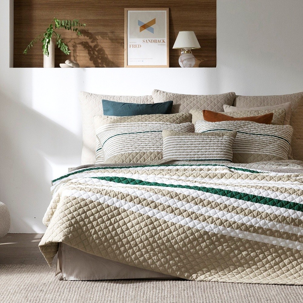 [공식판매처] 블랑데보쥬 프랑스 누빔 순면워싱 이불+패드+베개커버 / 스포팅 에메랄드 279,000원