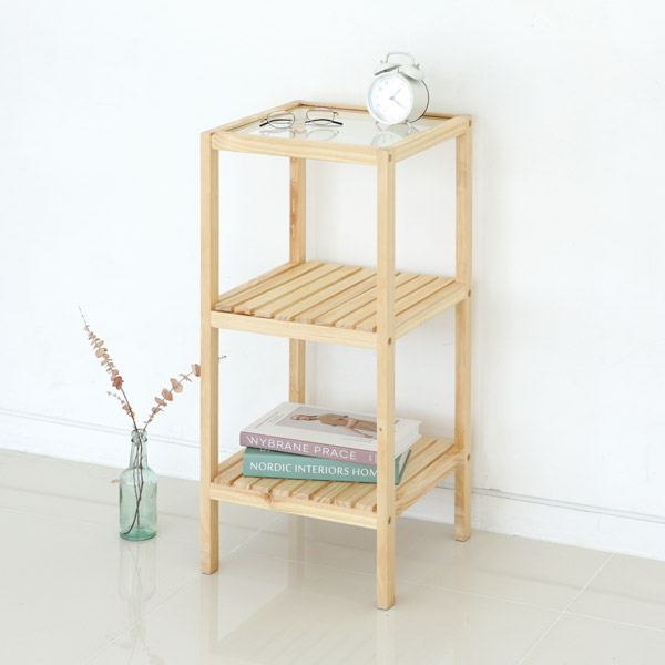 모노먼트 원목 강화유리 3단 협탁 14,930원