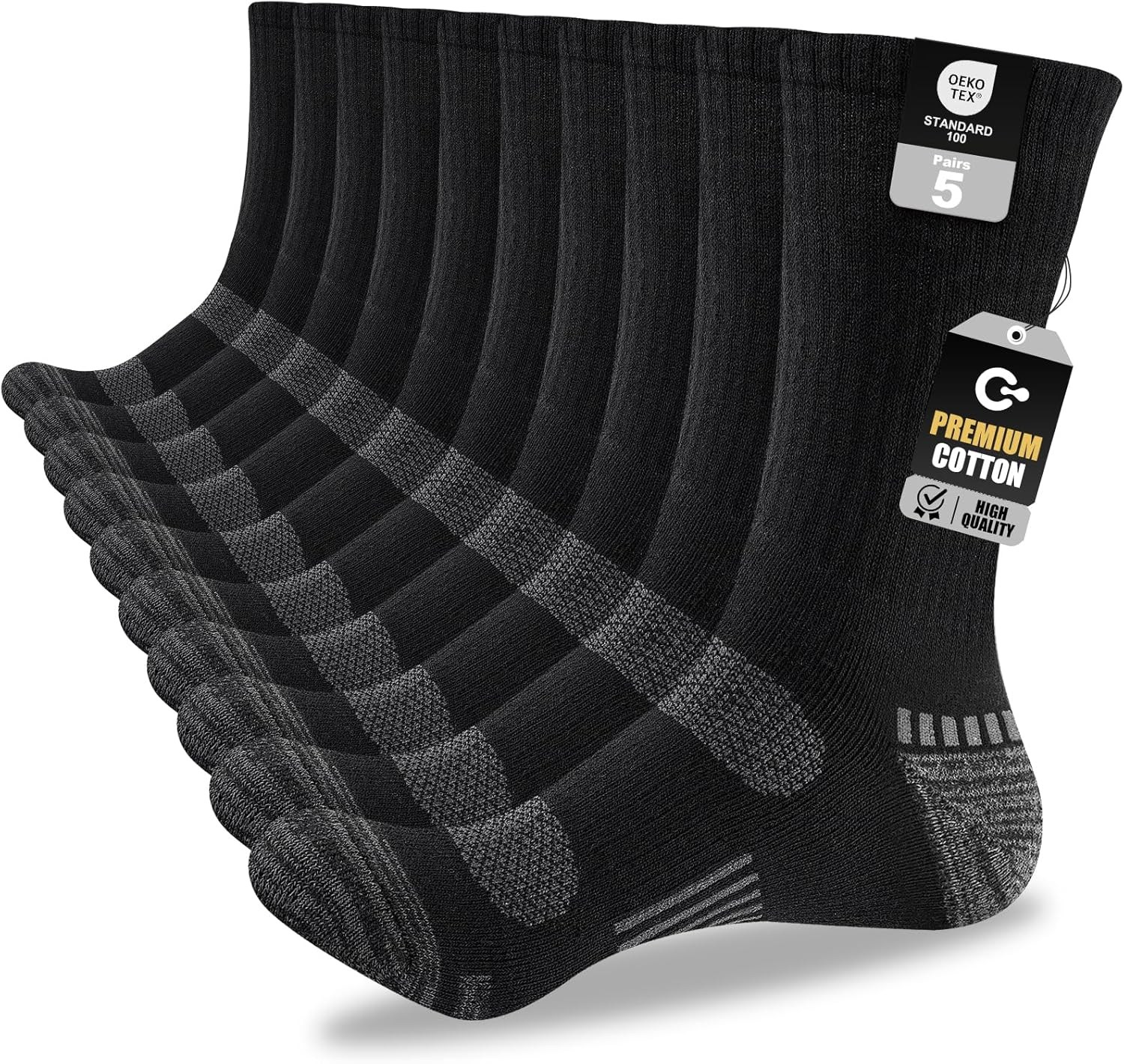 남성용 코튼 부츠 크루 양말 5켤레 풀 쿠션 습기 흡수 및 야외 하이킹을 위한 보강 작업용 40,740원