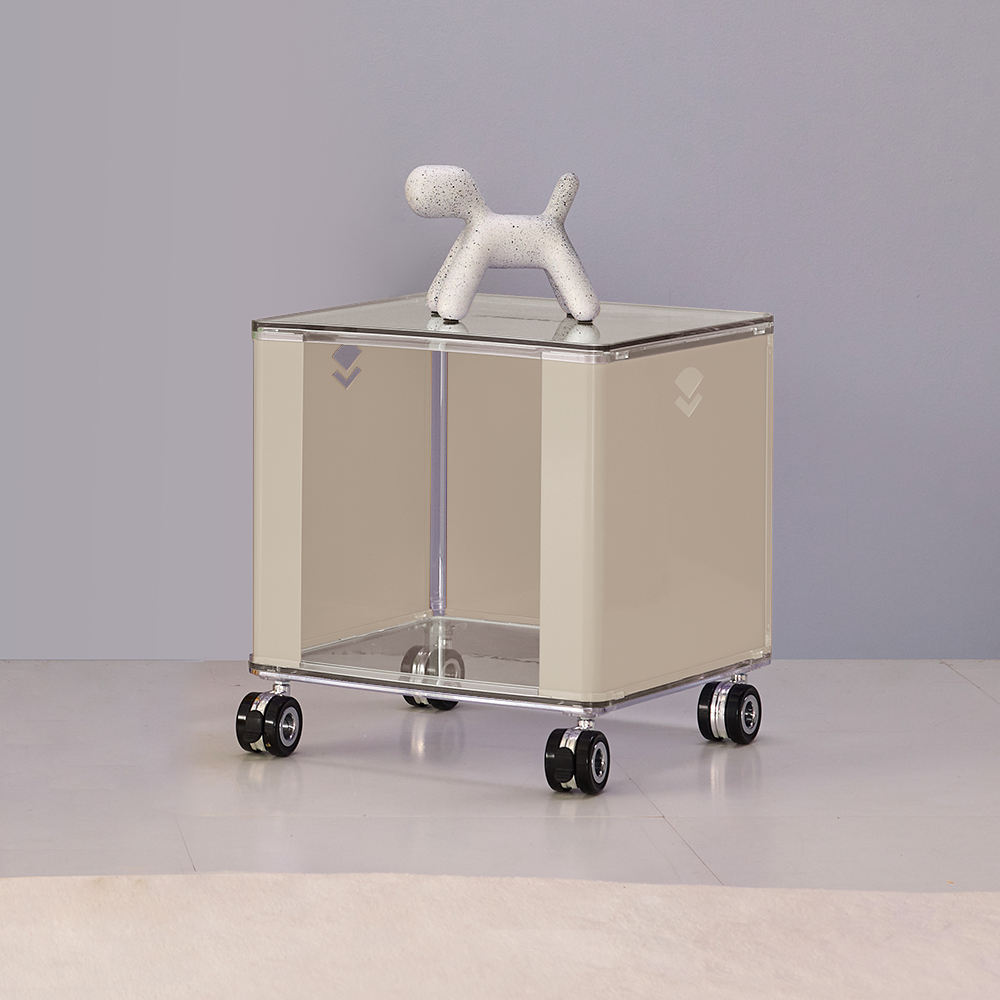 뮤레브 철제 미드센츄리 모듈 테이블 이동식 바퀴 트롤리 협탁 높은사각, 아이보리, 1개 89,000원