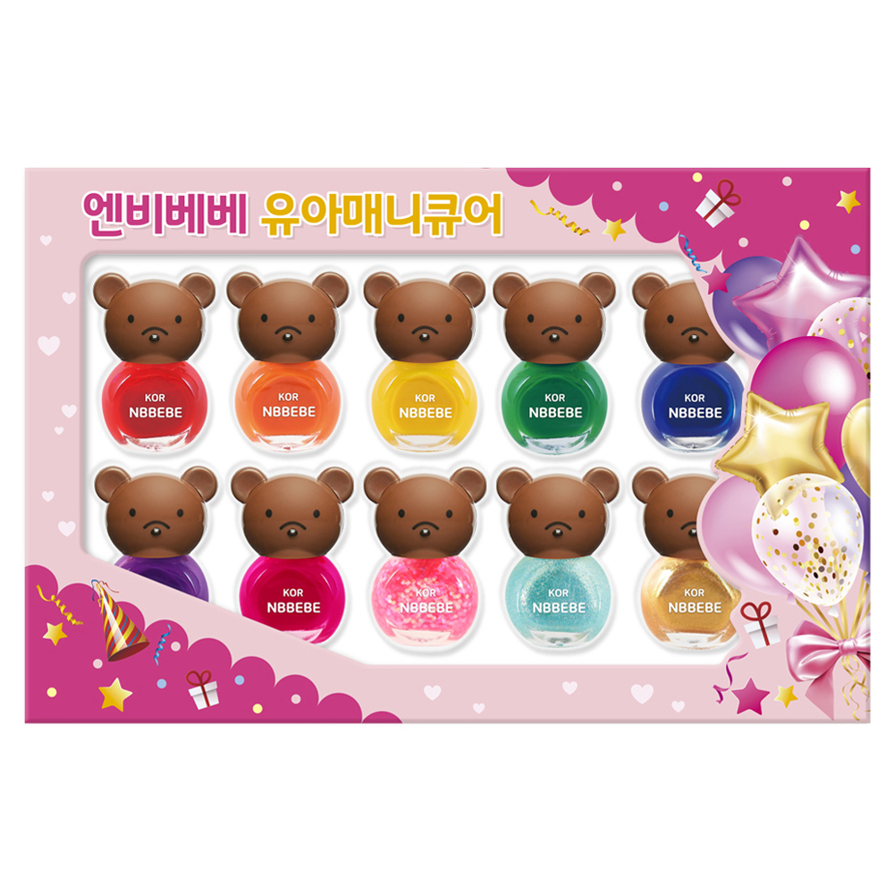 엔비베베 비비드 곰돌이 어린이 매니큐어 10종 세트, 1개, 혼합색상 38,000원