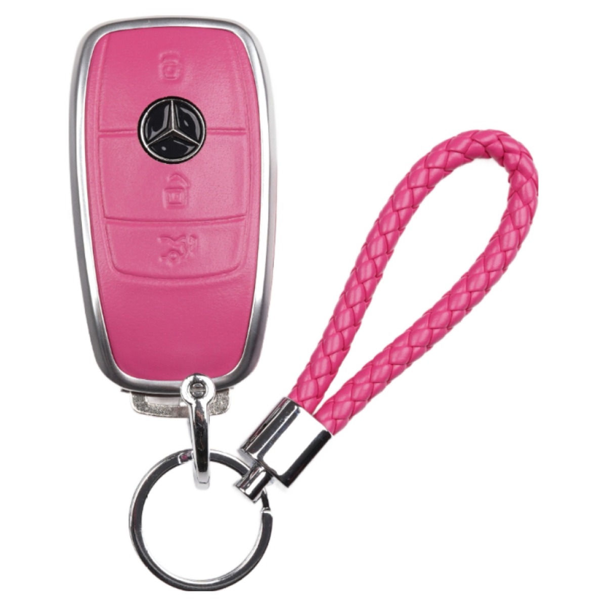 옳다스토어 벤츠 신형 가죽 메탈 키케이스, 핫핑크(실버) 34,800원