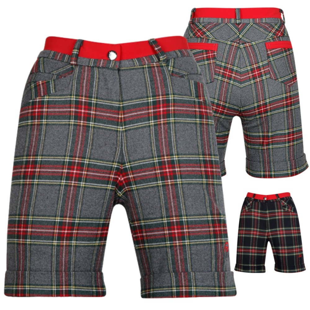 여성미강조 봄가을 레드라인 더블체크 골프 반바지 깔끔 출퇴근 단정 70,270원