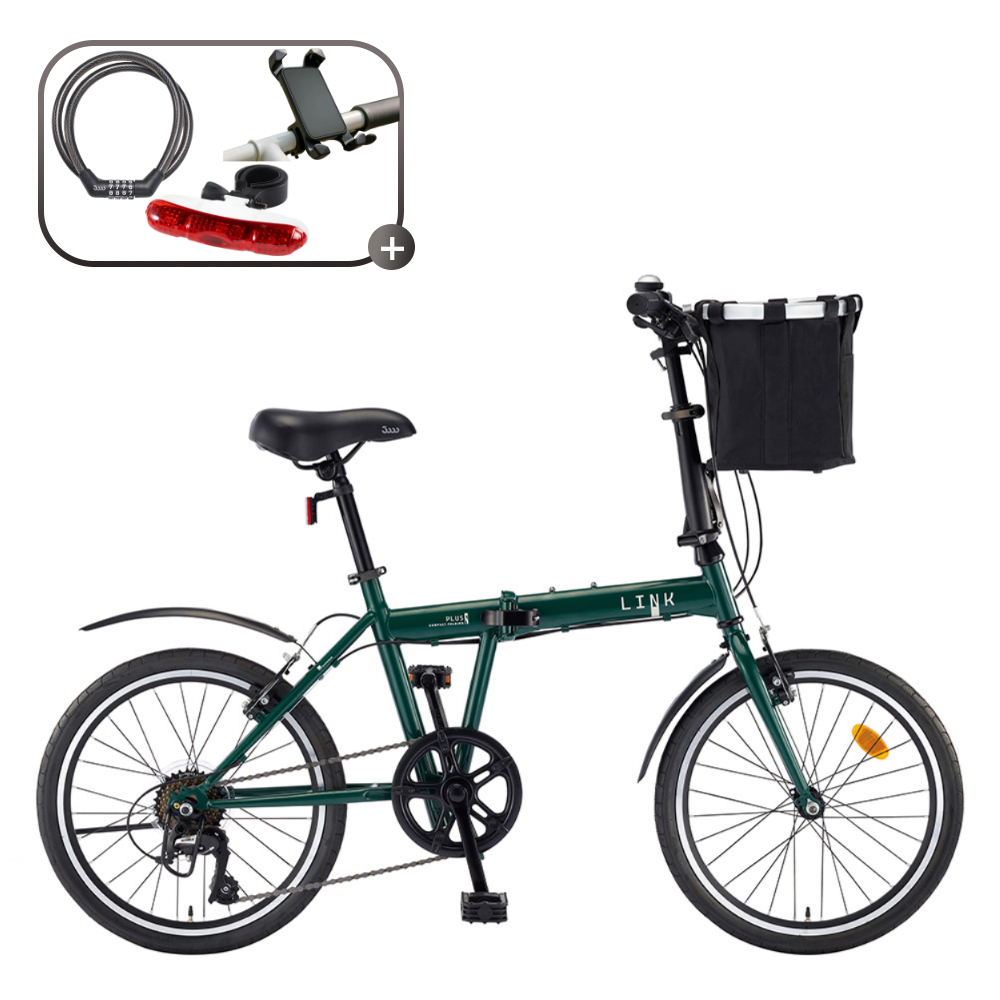 2026 삼천리 20 링크 플러스 미니벨로 7단 접이식자전거 폴딩자전거 심플한 디자인, 1개, 138cm, 다크 그린 337,000원
