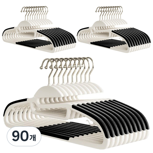 일상가 고리회전되는 목늘어남방지 투톤라운드 논슬립 어깨뿔방지 옷걸이, 90개, 블랙 62,050원