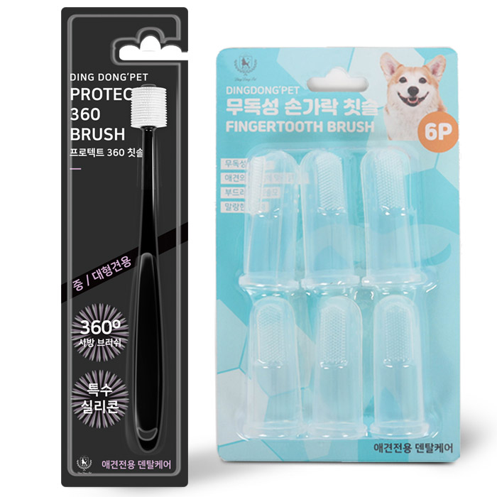 딩동펫 반려동물 프로텍트 360 칫솔 대형 + 손가락 칫솔 6p 5,400원