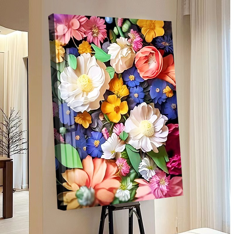 votgl 보석십자수 캔버스형 DIY 액자형 풍경 인물 꽃식물50x40cm, 05꽃, 1개 20,000원