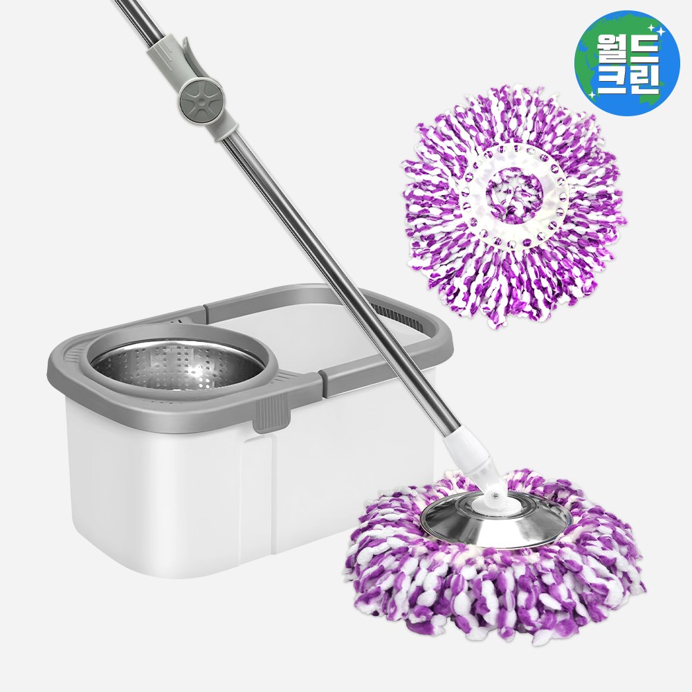 월드크린 파워 통돌이 핸드 스핀 그레이 회전 물 밀대 봉 걸레 짤순이 마포 대걸레 탈수기 바닥 청소 14,850원