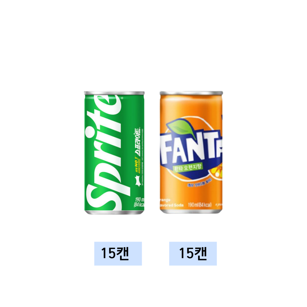 환타오렌지&스프라이트 190ml X 각15개(총30개) 업소용/콜라/환타/탄산음료/과즙탄산/미니/소캔 18,080원