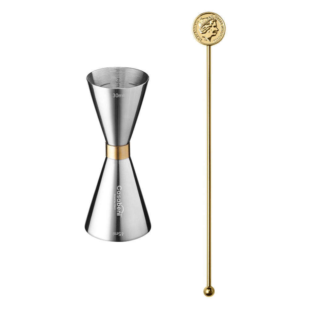 까사베니 홈텐딩 칵테일 골드링 계량 지거 30ml / 45ml + 머들러 세트 18,380원