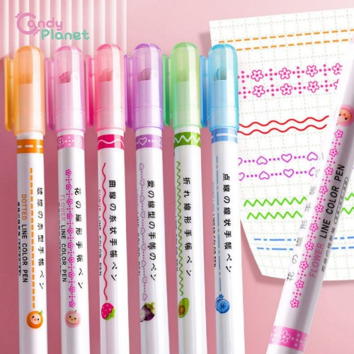 캔디플래닛 6개 라인너 형광펜 물결 하트 별 꽃 곡선 점선 롤러펜 5,800원